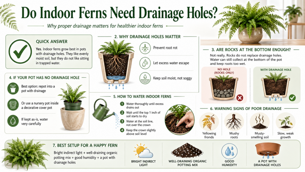 do indoor ferns need drainage holes